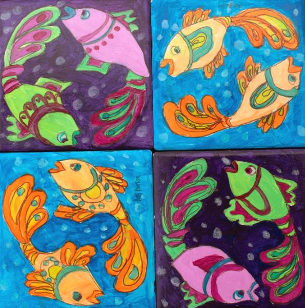 Coasters, each painted individually.