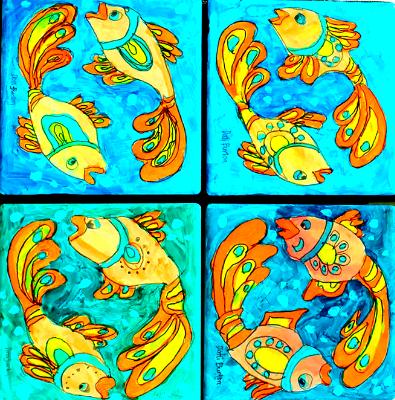 Coaster Tiles Happy Fish #1